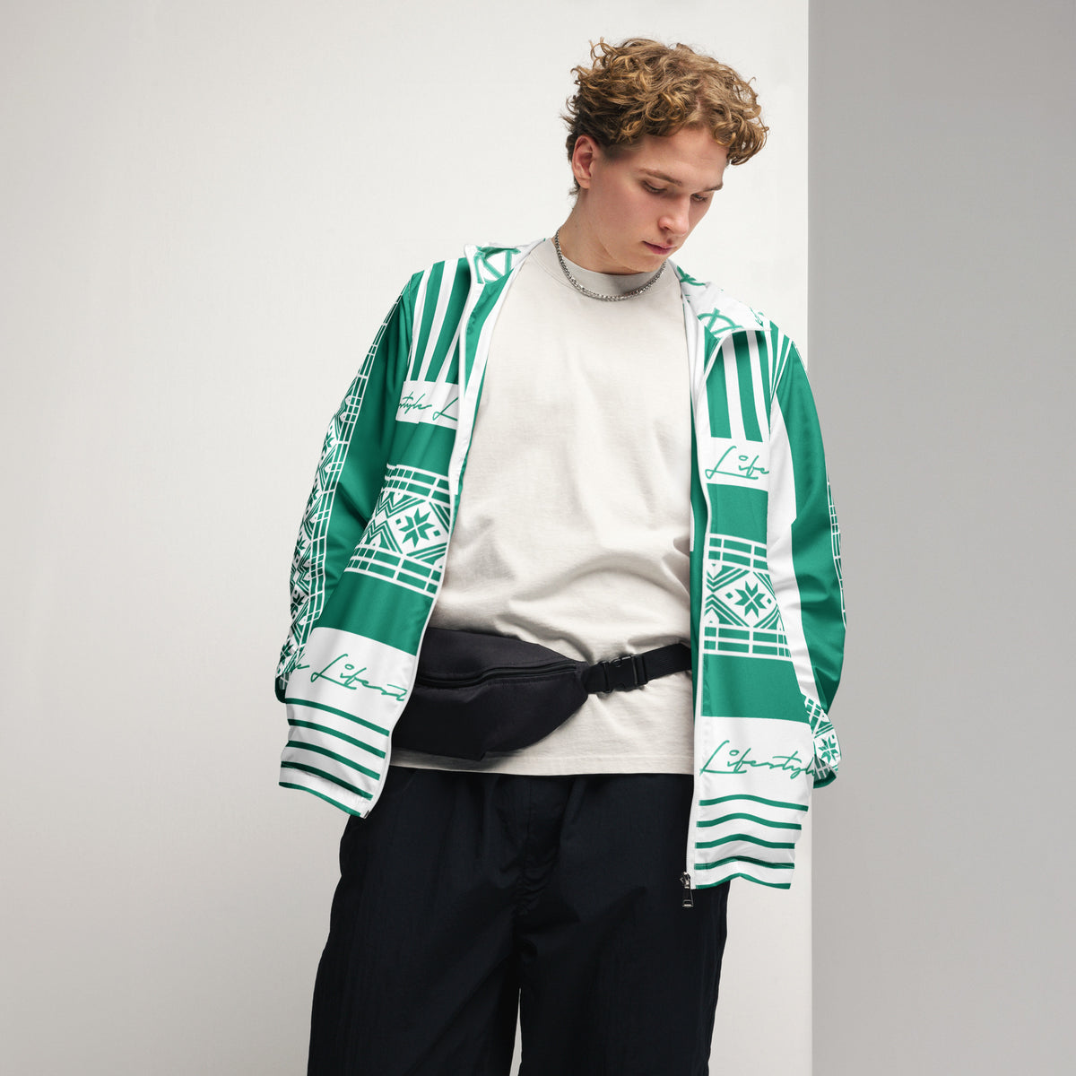 TDS II (Green & White) Men’s windbreaker