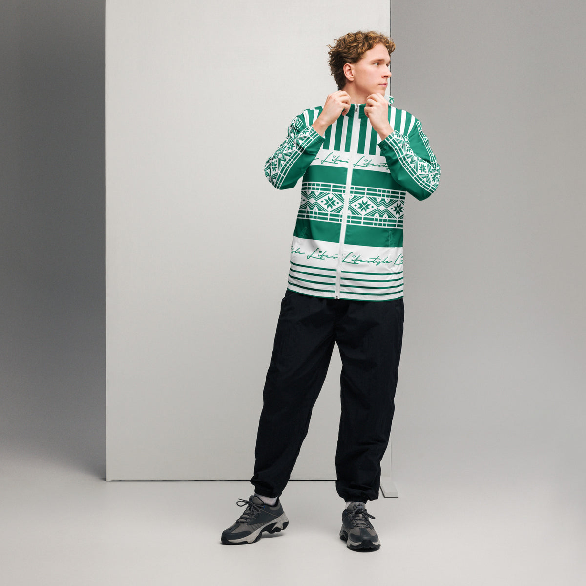 TDS II (Green & White) Men’s windbreaker