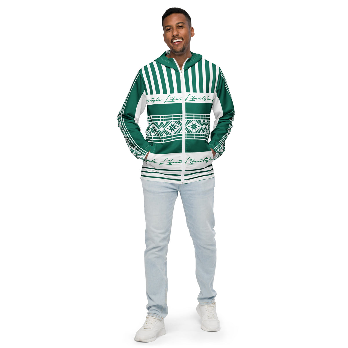 TDS II (Green & White) Men’s windbreaker