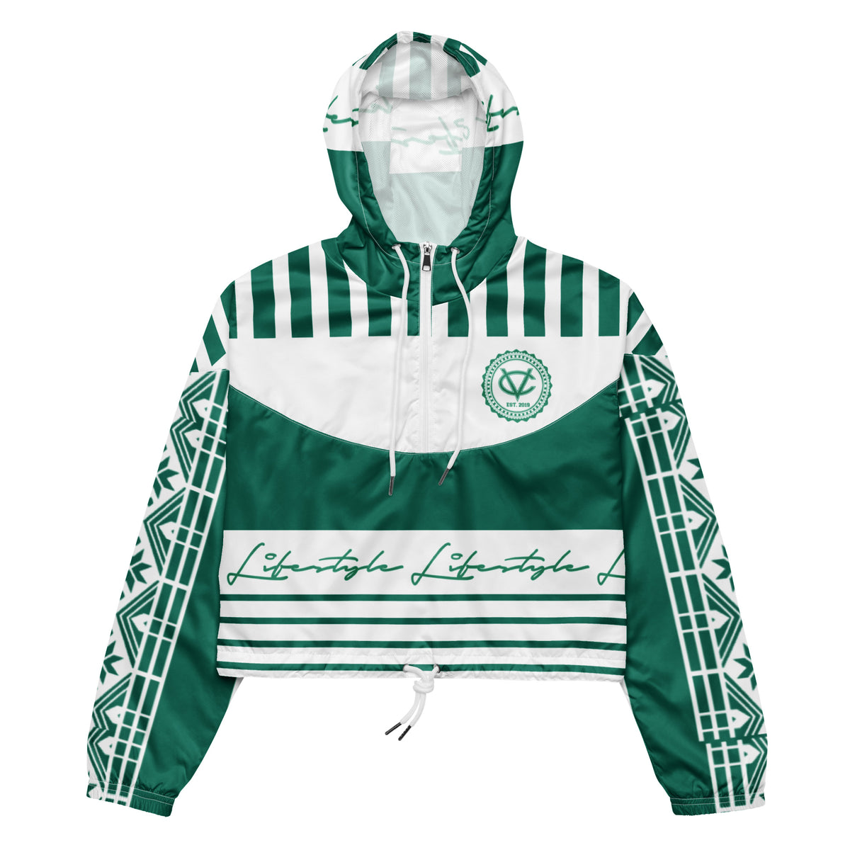 TDS II (Green & White) Women’s cropped windbreaker
