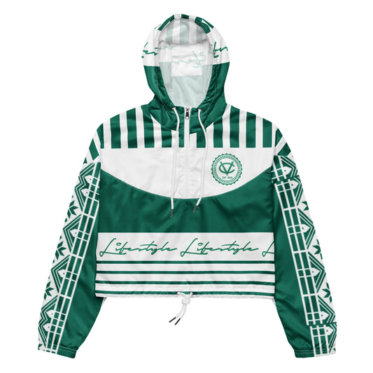 TDS II (Green & White) Women’s cropped windbreaker